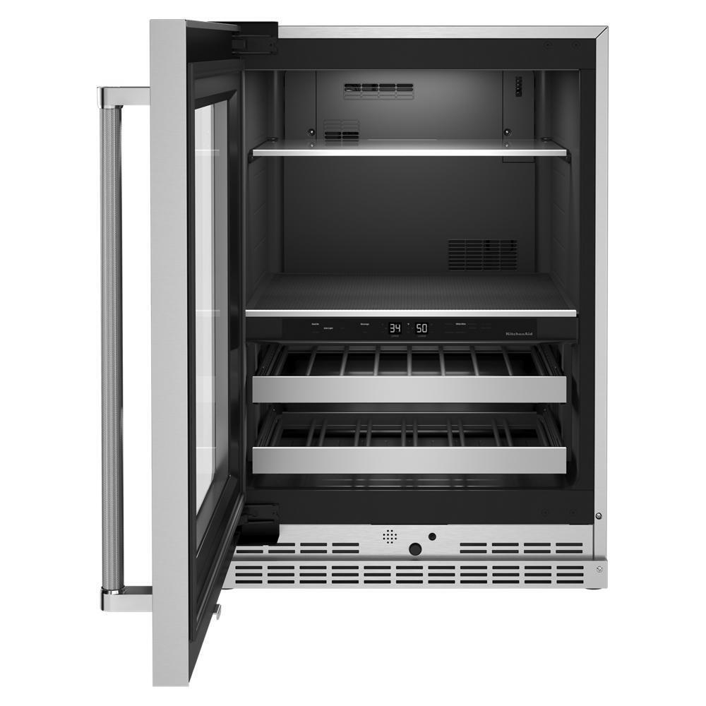 Kitchenaid 24" Beverage Center with Glass Door and Metal-Front Racks