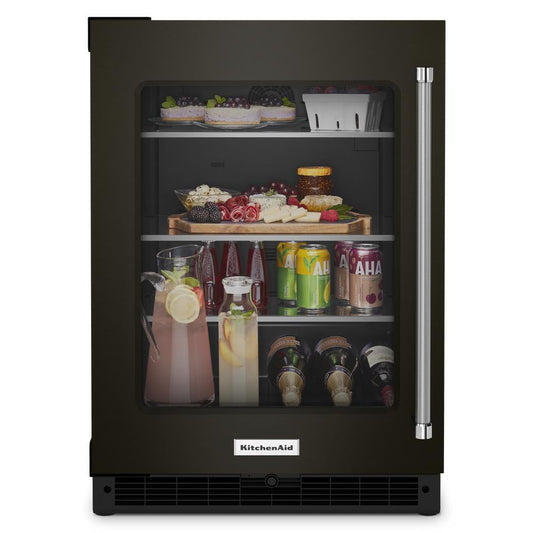 Kitchenaid KURL314KBS 24" Undercounter Refrigerator with Glass Door and Shelves with Metallic Accentsand with PrintShield™ Finish