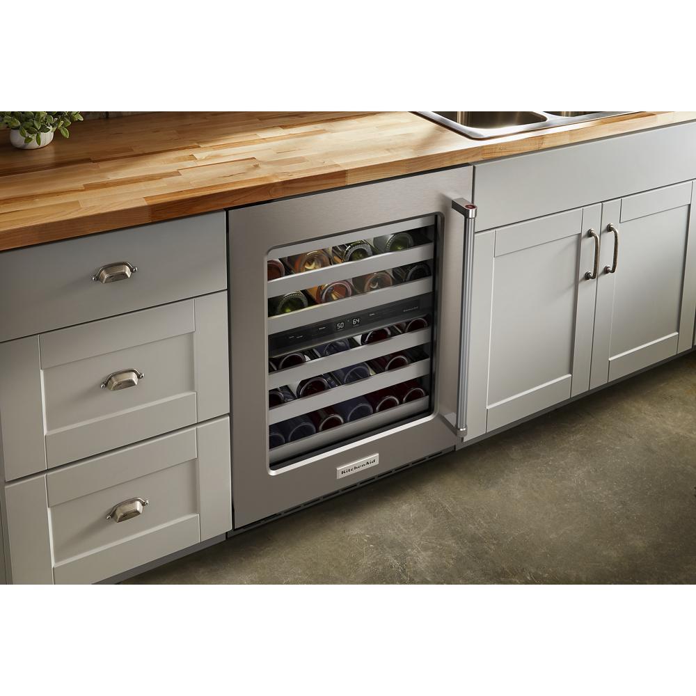 Kitchenaid KUWL314KSS 24" Undercounter Wine Cellar with Glass Door and Metal-Front Racks