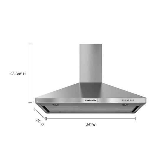 Kitchenaid KVWB406DSS 36" Wall-Mount, 3-Speed Canopy Hood