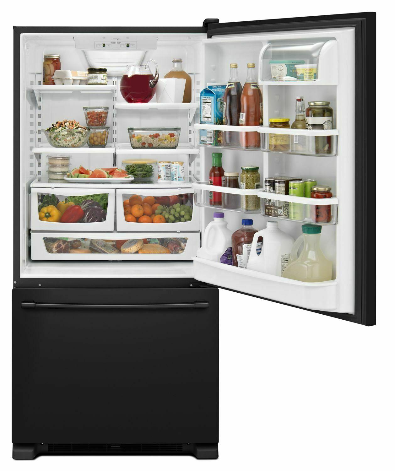 Maytag MBF2258FEB 33-Inch Wide Bottom Mount Refrigerator - 22 Cu. Ft. - Black