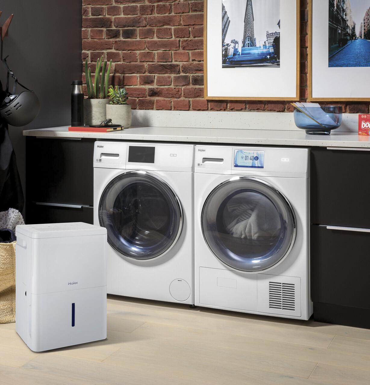 QDHR50LZ Haier ENERGY STAR® 50 Pint Portable Dehumidifier with Smart Dry for Wet Spaces