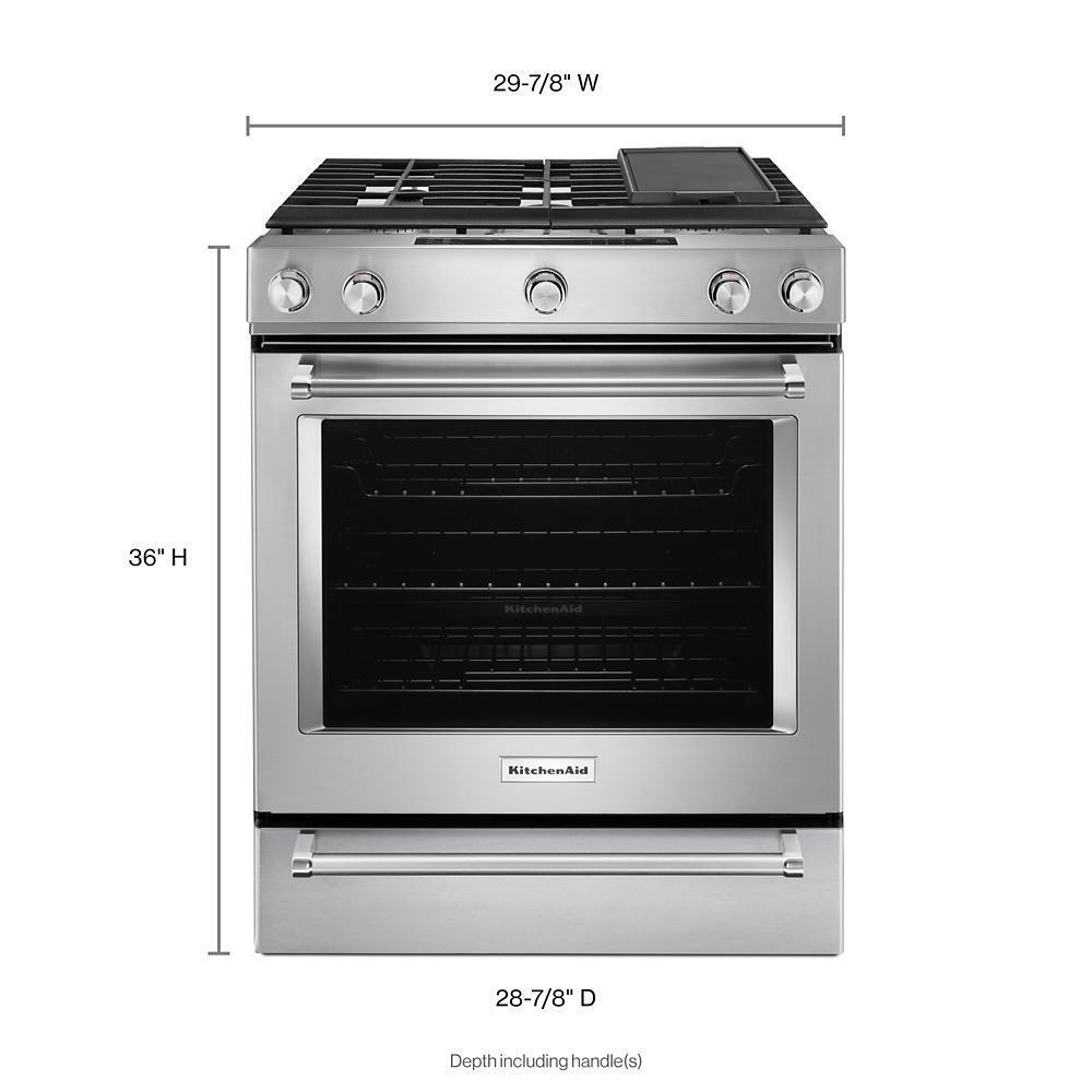 Kitchenaid KSGB900ESS 30-Inch 5 Burner Gas Convection Slide-In Range with Baking Drawer