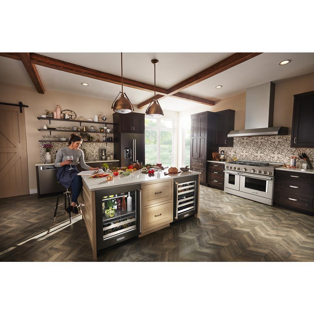 Kitchenaid KUWR314KBS 24" Undercounter Wine Cellar with Glass Door and Metal-Front Racks