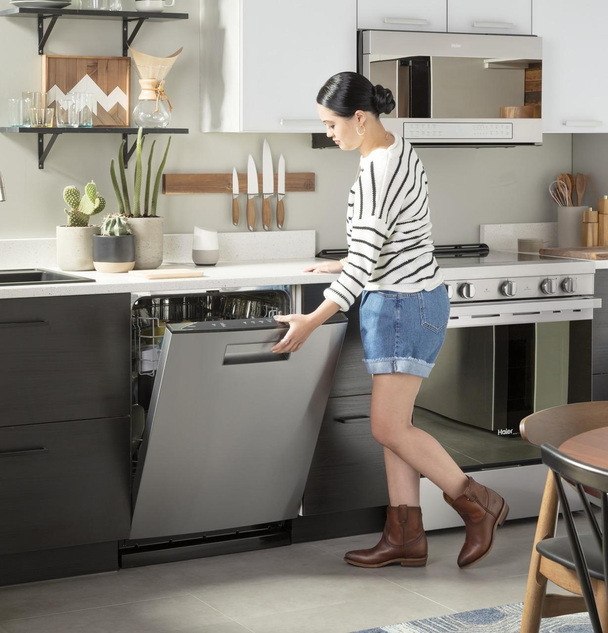 Haier ENERGY STAR® Smart Top Control with Stainless Steel Interior Dishwasher with Sanitize Cycle