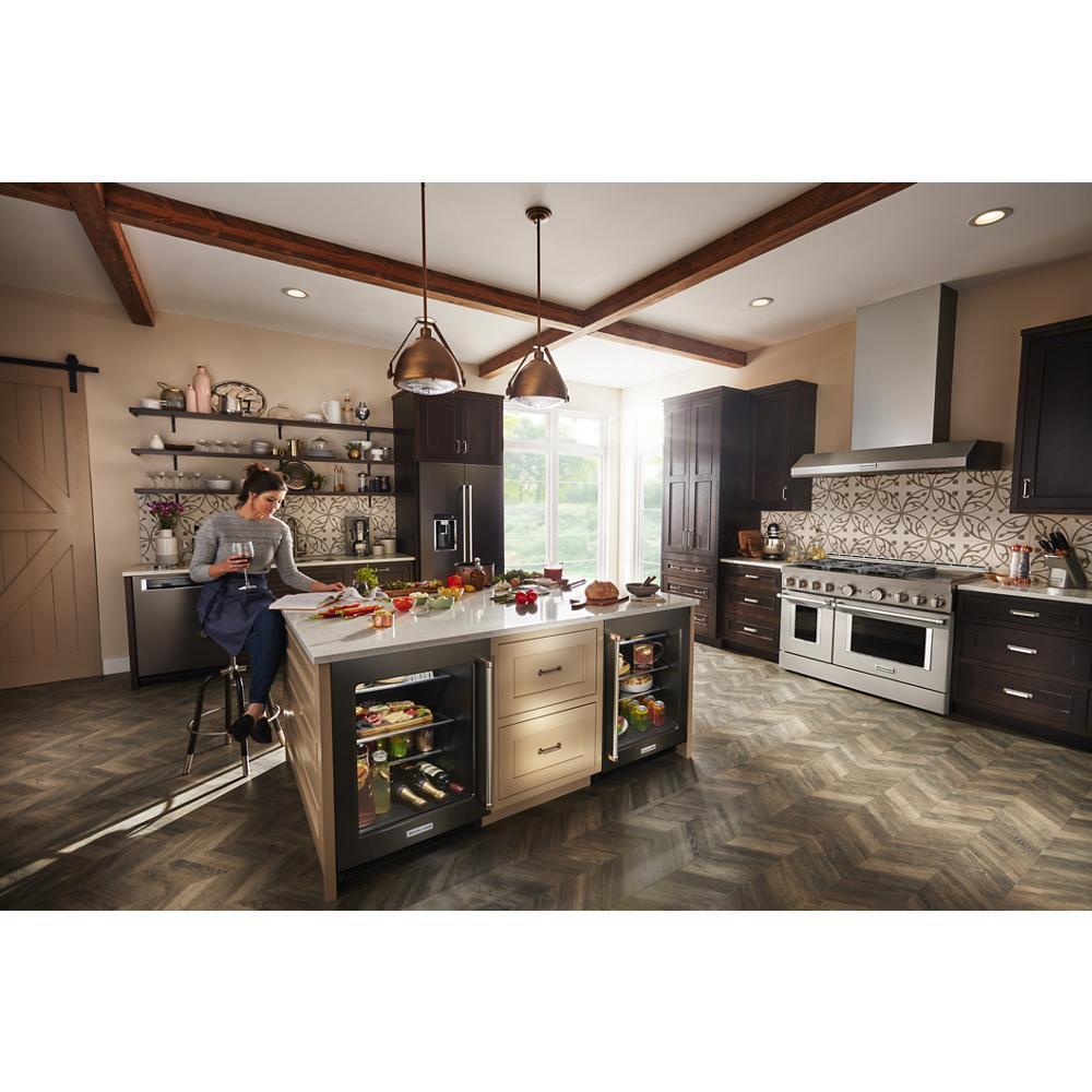 Kitchenaid KURR314KBS 24" Undercounter Refrigerator with Glass Door and Shelves with Metallic Accents and PrintShield™ Finish