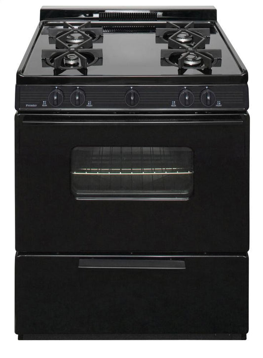 Premier BMK5X0BP 30 in. Freestanding Battery-Generated Spark Ignition Gas Range in Black