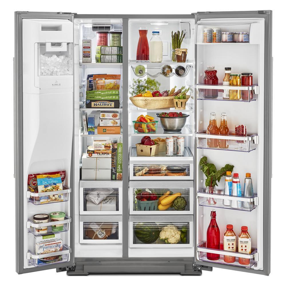 Kitchenaid KRSF705HPS 24.8 cu ft. Side-by-Side Refrigerator with Exterior Ice and Water and PrintShield™ finish