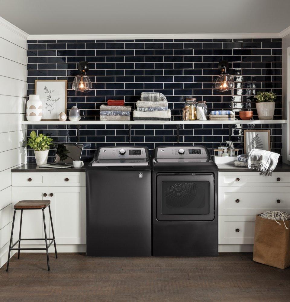 GE® 7.4 cu. ft. Capacity aluminized alloy drum Electric Dryer with Sanitize Cycle and Sensor Dry