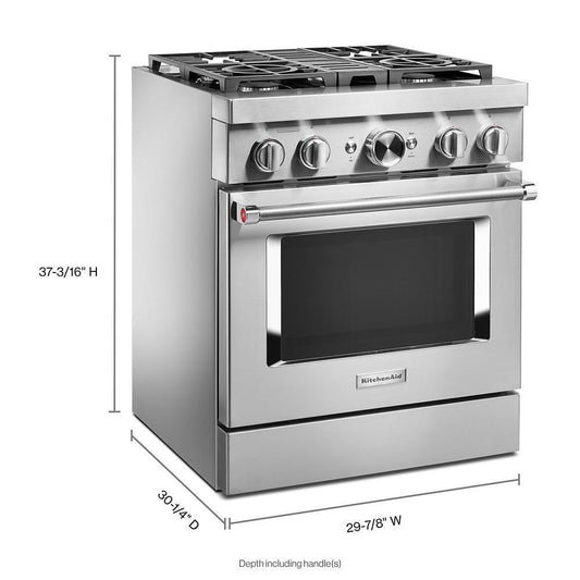KFDC500JSS KitchenAid® 30'' Smart Commercial-Style Dual Fuel Range with 4 Burners