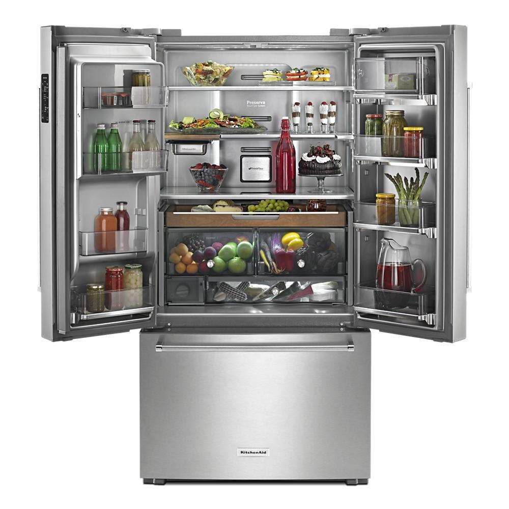 Kitchenaid 23.8 cu. ft. 36" Counter-Depth French Door Platinum Interior Refrigerator with PrintShield™ Finish