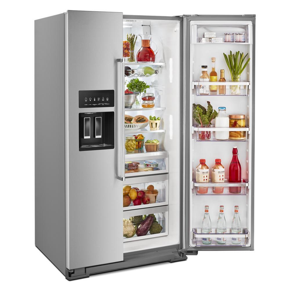 Kitchenaid KRSF705HPS 24.8 cu ft. Side-by-Side Refrigerator with Exterior Ice and Water and PrintShield™ finish