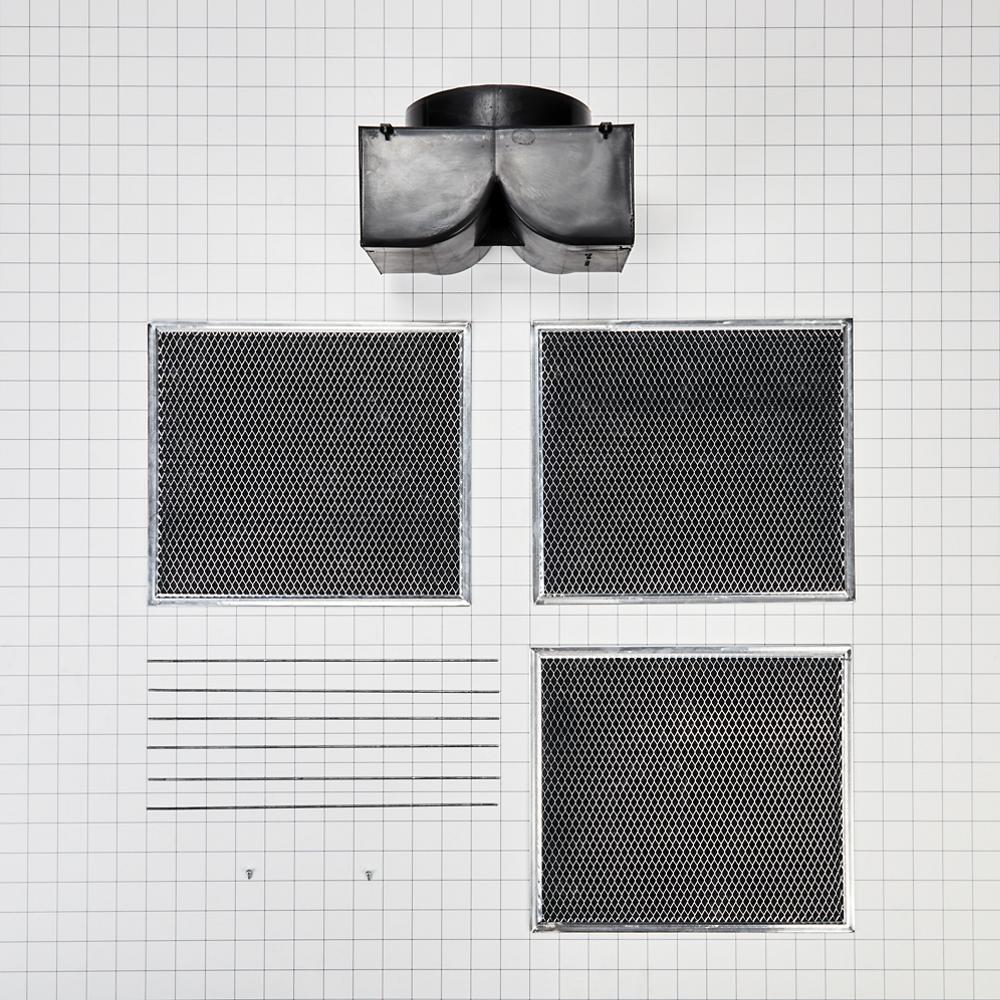 Whirlpool W11430940 Range Wall Hood Recirculation Kit - Silver (Includes Two Charcoal Filters, Four Rod-Style Clips, and One Deflector Damper)