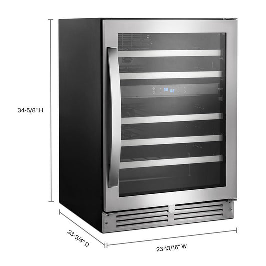 Whirlpool WUW55X24HS 24-inch Wide Undercounter Wine Center with 46-Bottle Wine Storage