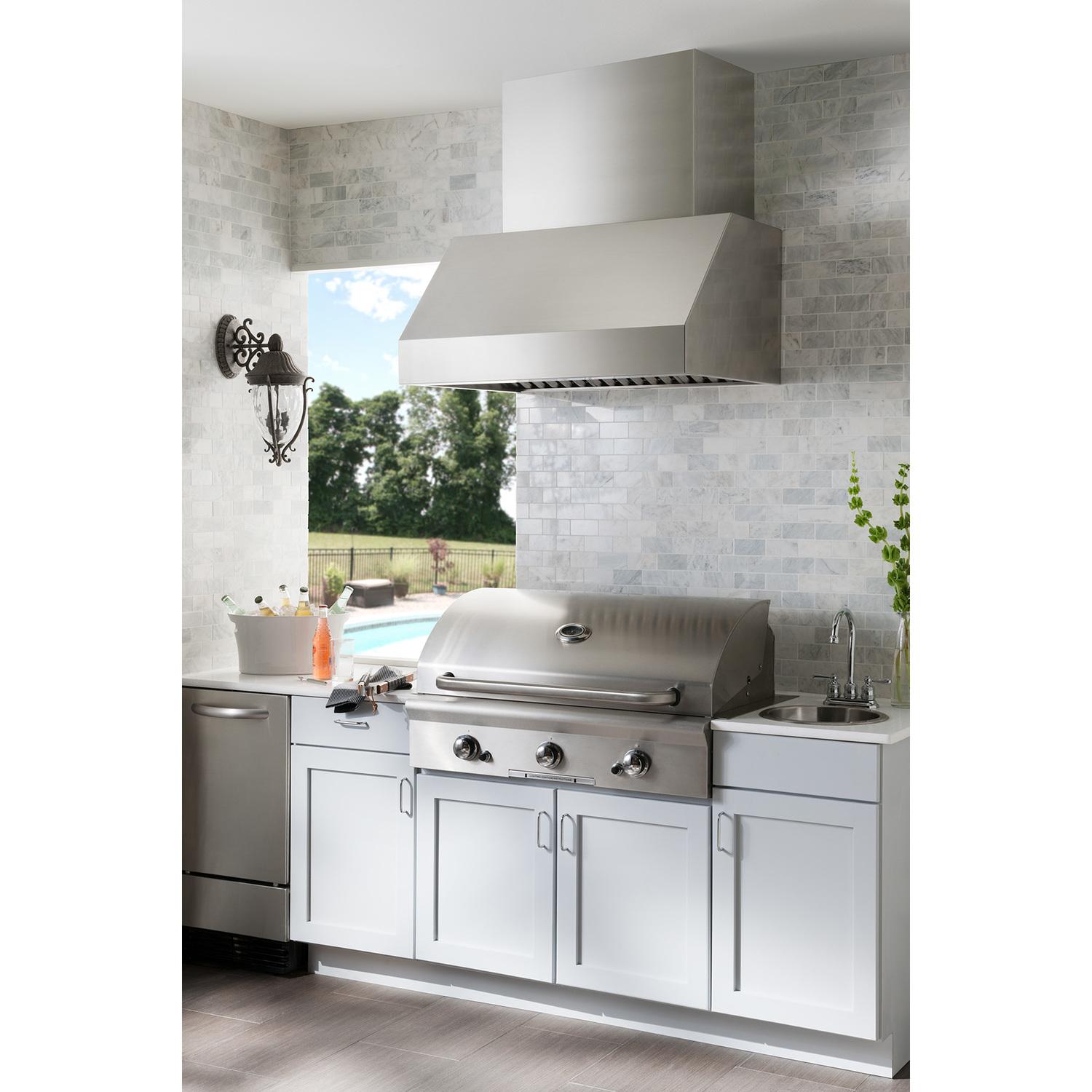 Broan® EPD61 Series 36-inch Pro-Style Outdoor Range Hood, 1290 Max Blower CFM, Stainless Steel