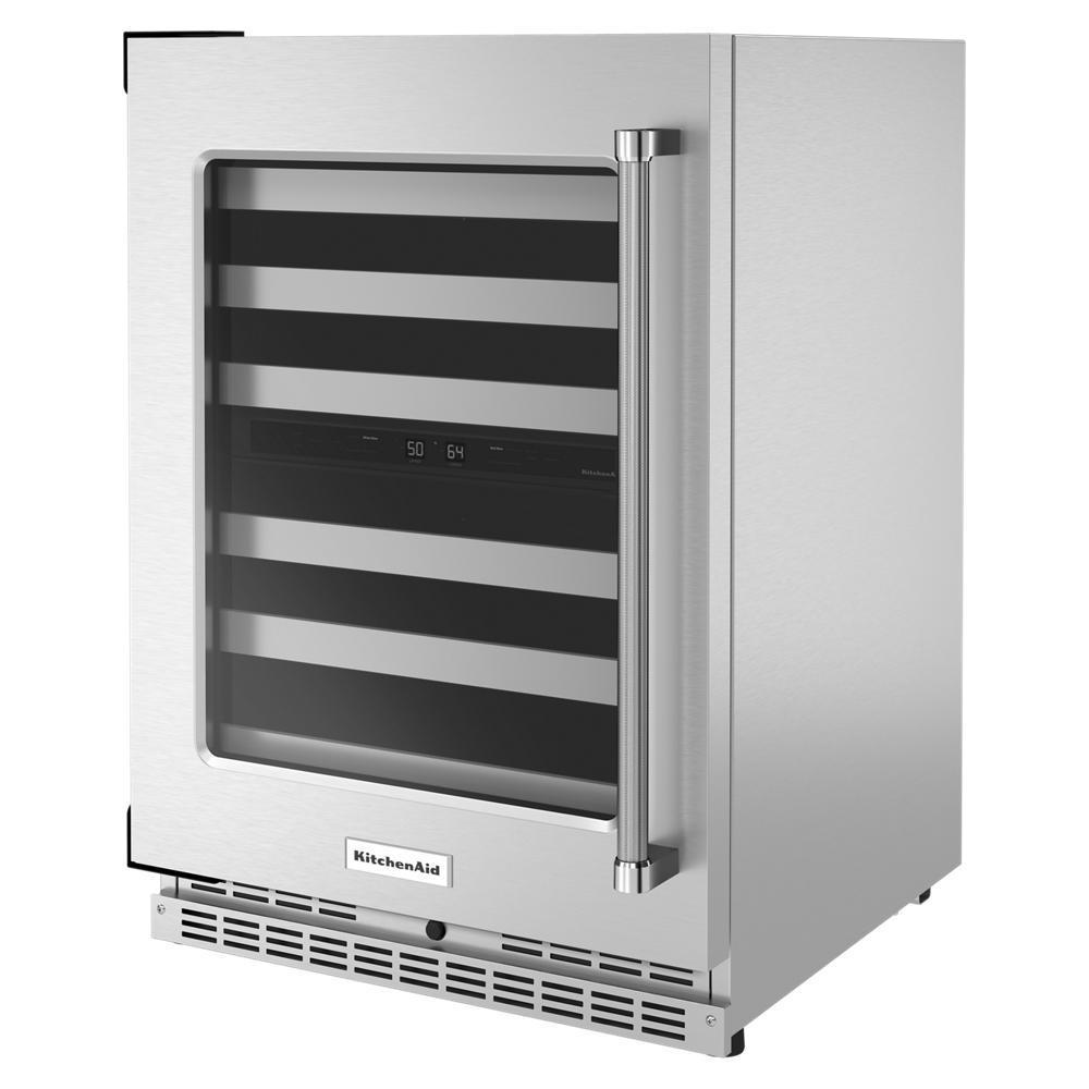 Kitchenaid KUWL314KSS 24" Undercounter Wine Cellar with Glass Door and Metal-Front Racks