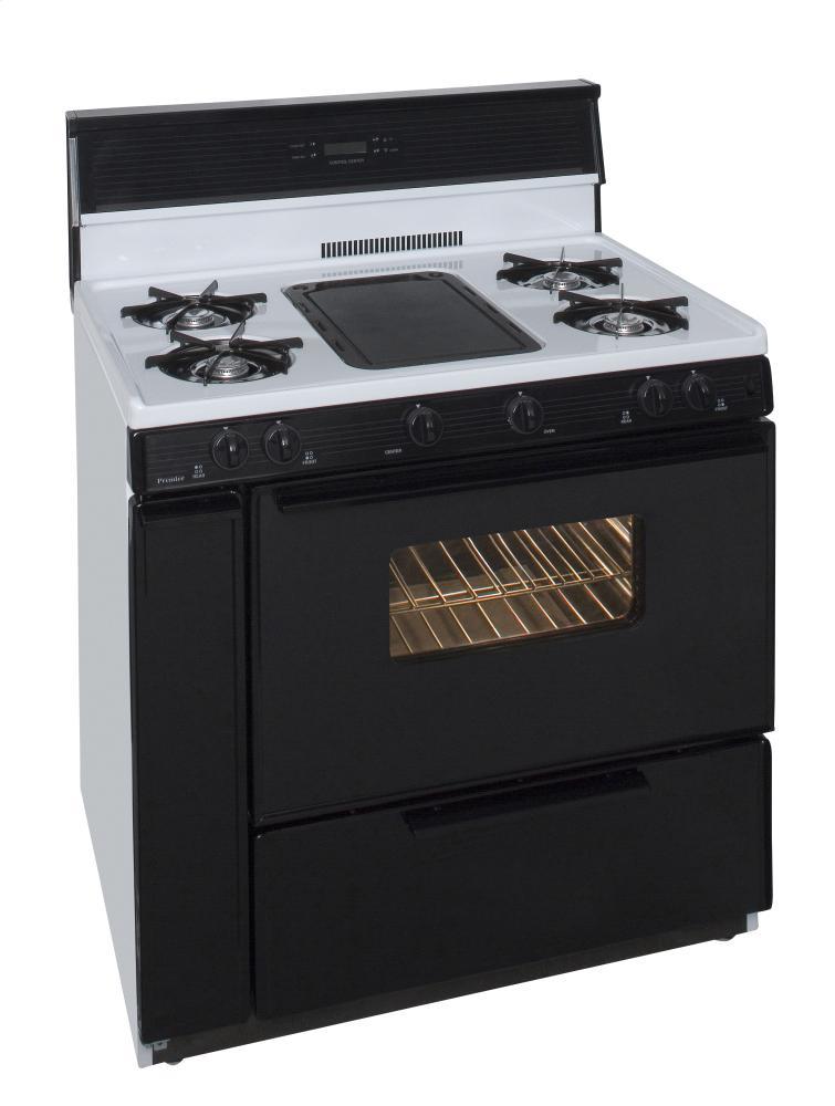 Premier 36 in. Freestanding Gas Range with 5th Burner and Griddle Package in White