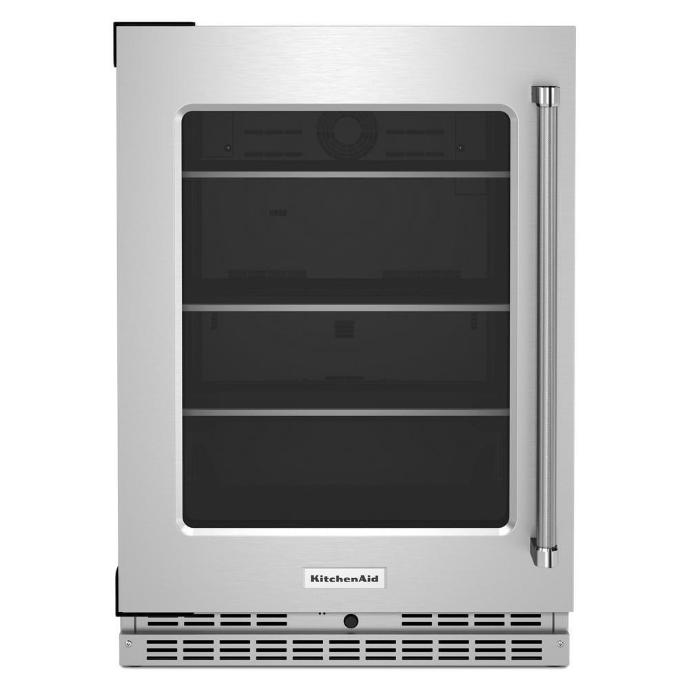 Kitchenaid 24" Undercounter Refrigerator with Glass Door and Shelves with Metallic Accents