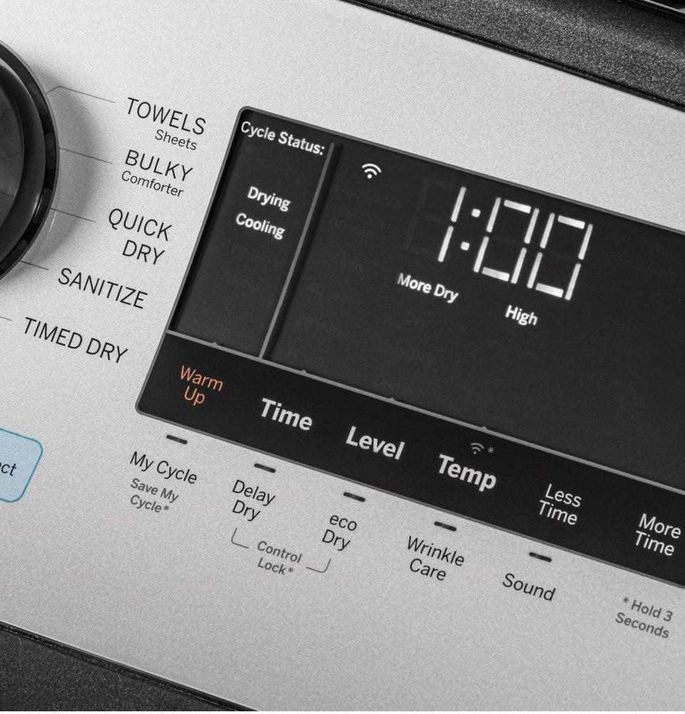 GE® 7.4 cu. ft. Capacity Smart aluminized alloy drum Electric Dryer with Sanitize Cycle and Sensor Dry