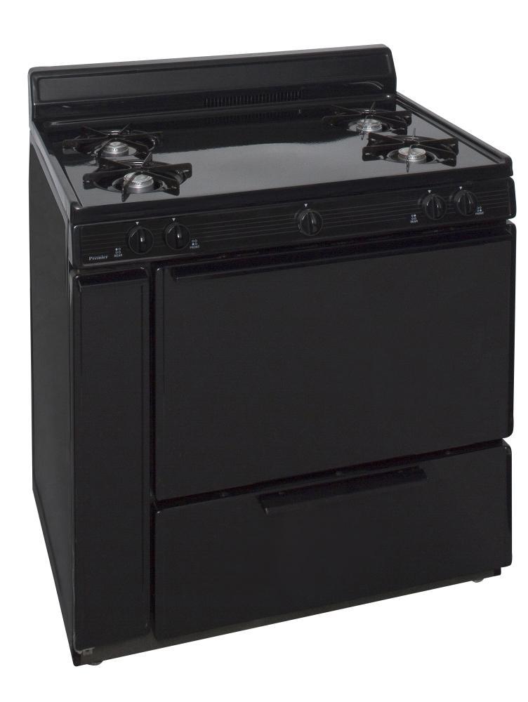 Premier BLK100BP 36 in. Freestanding Battery-Generated Spark Ignition Gas Range in Black
