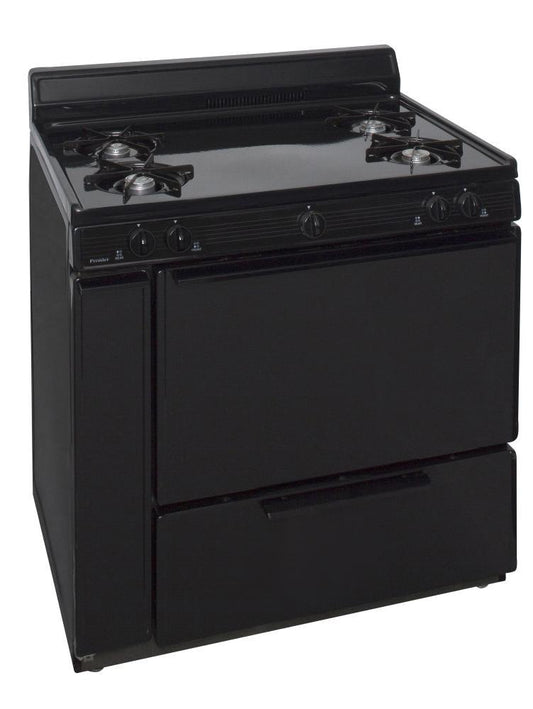 Premier BLK100BP 36 in. Freestanding Battery-Generated Spark Ignition Gas Range in Black