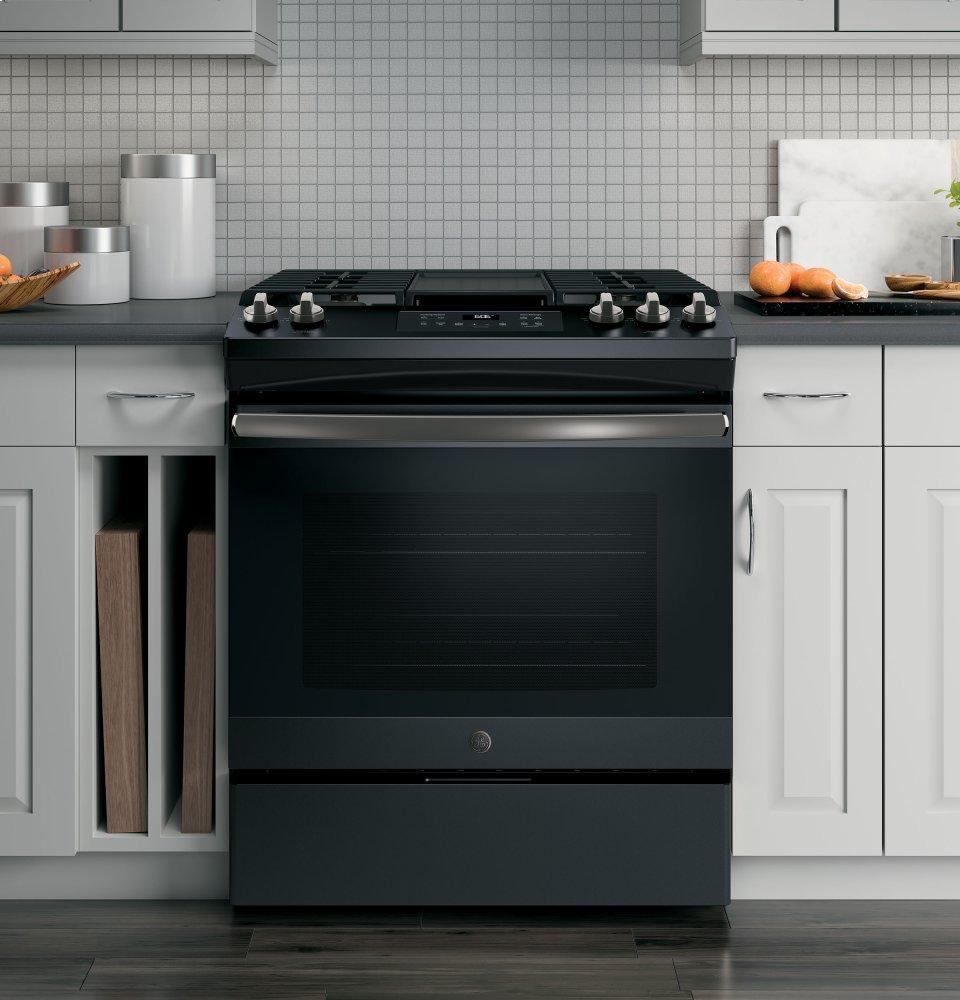 JGSS66FELDS GE® 30" Slide-In Front Control Gas Range