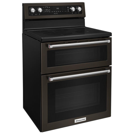 Kitchenaid KFED500EBS 30-Inch 5 Burner Electric Double Oven Convection Range