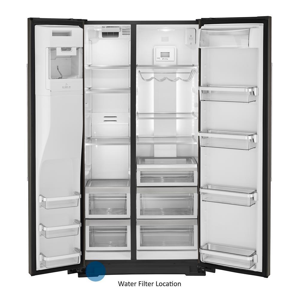 Kitchenaid KRSC703HBS 22.6 cu ft. Counter-Depth Side-by-Side Refrigerator with Exterior Ice and Water and PrintShield™ finish