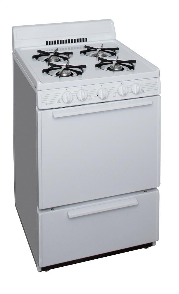 Premier 24 in. Freestanding Battery-Generated Spark Ignition Gas Range in White