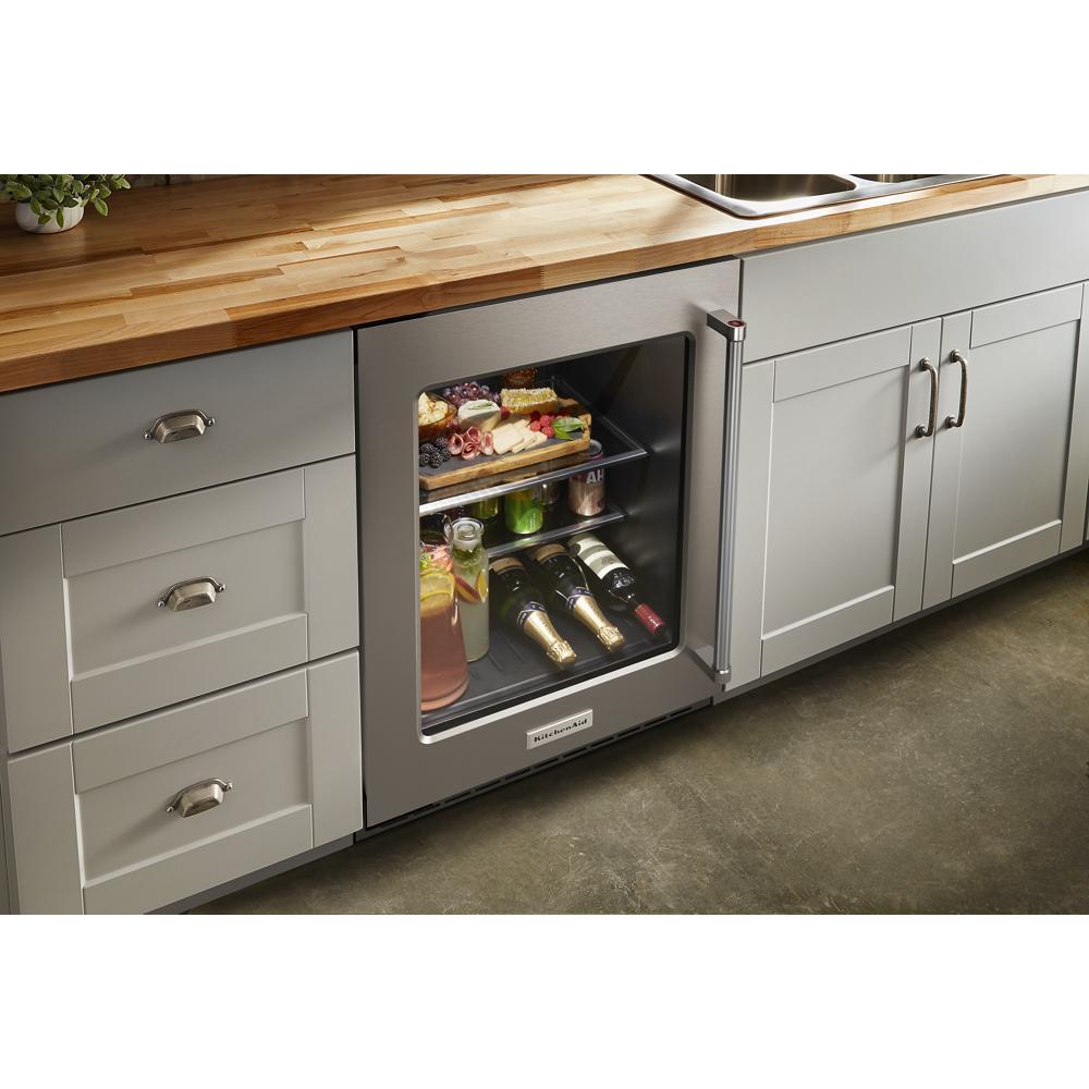 Kitchenaid KURL314KSS 24" Undercounter Refrigerator with Glass Door and Shelves with Metallic Accents