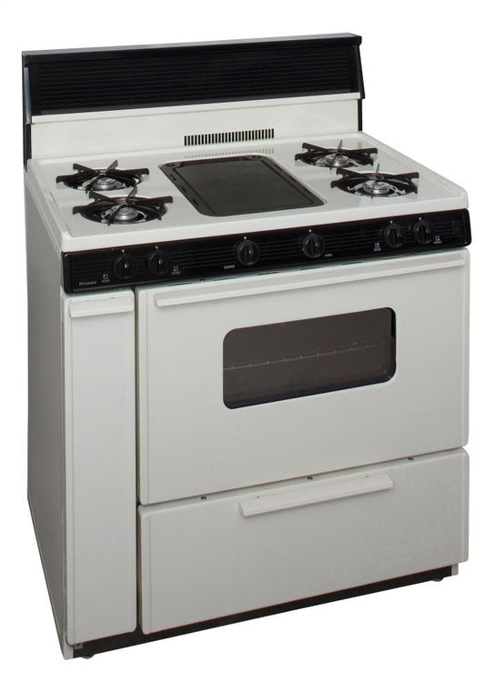 Premier BLK5S9TP 36 in. Freestanding Battery-Generated Spark Ignition Gas Range in Biscuit