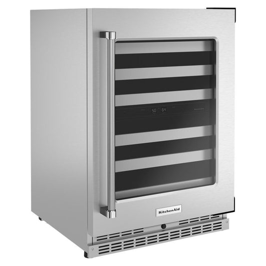 Kitchenaid KUWR314KSS 24" Undercounter Wine Cellar with Glass Door and Metal-Front Racks