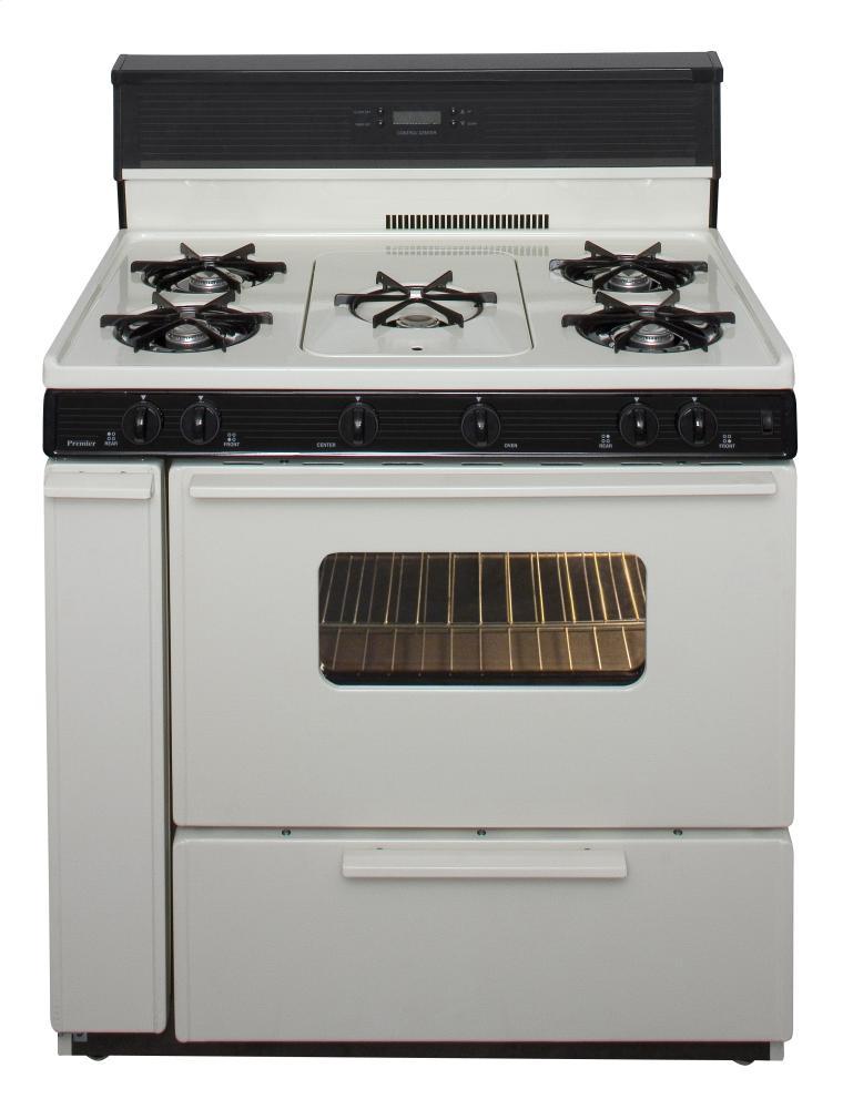 Premier 36 in. Freestanding Gas Range with 5th Burner and Griddle Package in Biscuit