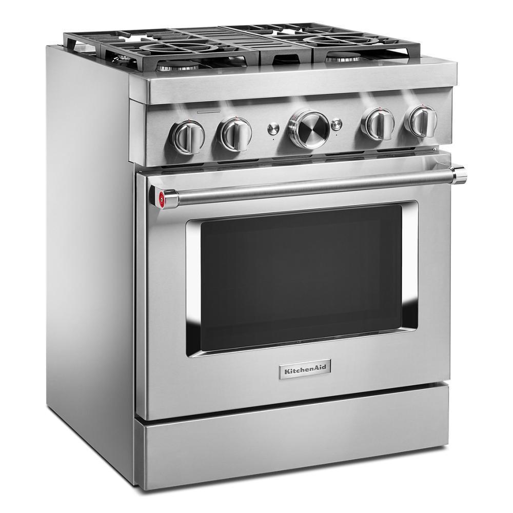 KFDC500JSS KitchenAid® 30'' Smart Commercial-Style Dual Fuel Range with 4 Burners