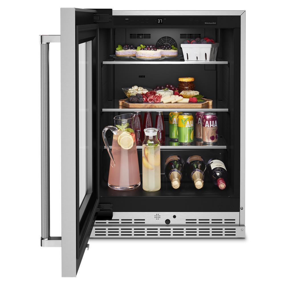 Kitchenaid KURL314KSS 24" Undercounter Refrigerator with Glass Door and Shelves with Metallic Accents