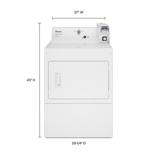 Whirlpool CEM2745FQ Commercial Electric Super-Capacity Dryer, Coin Slide
