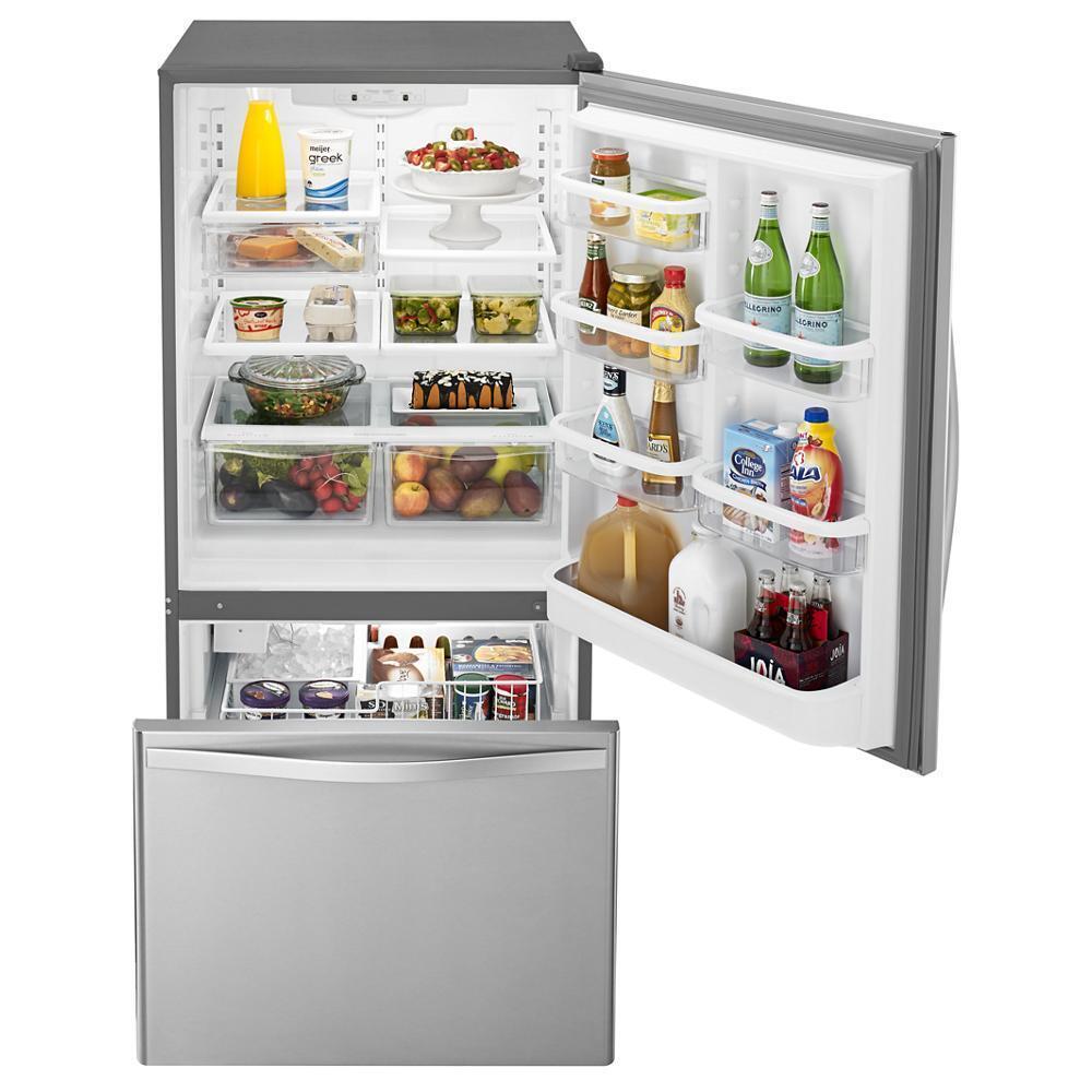 Whirlpool WRB322DMBM 33-inches wide Bottom-Freezer Refrigerator with SpillGuard™ Glass Shelves - 22 cu. ft