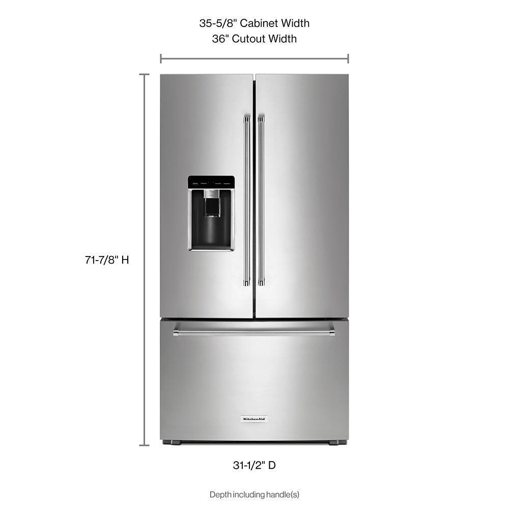 Kitchenaid 23.8 cu. ft. 36" Counter-Depth French Door Platinum Interior Refrigerator with PrintShield™ Finish