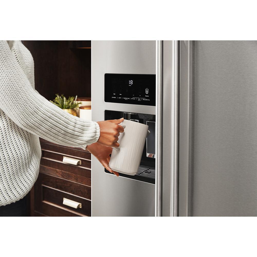 Kitchenaid KRSF705HPS 24.8 cu ft. Side-by-Side Refrigerator with Exterior Ice and Water and PrintShield™ finish