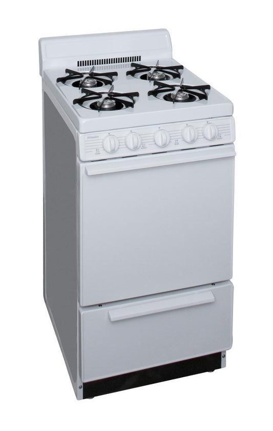 Premier BAK100OP 20 in. Freestanding Battery-Generated Spark Ignition Gas Range in White