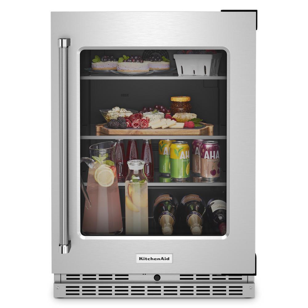 Kitchenaid KURR314KSS 24" Undercounter Refrigerator with Glass Door and Shelves with Metallic Accents