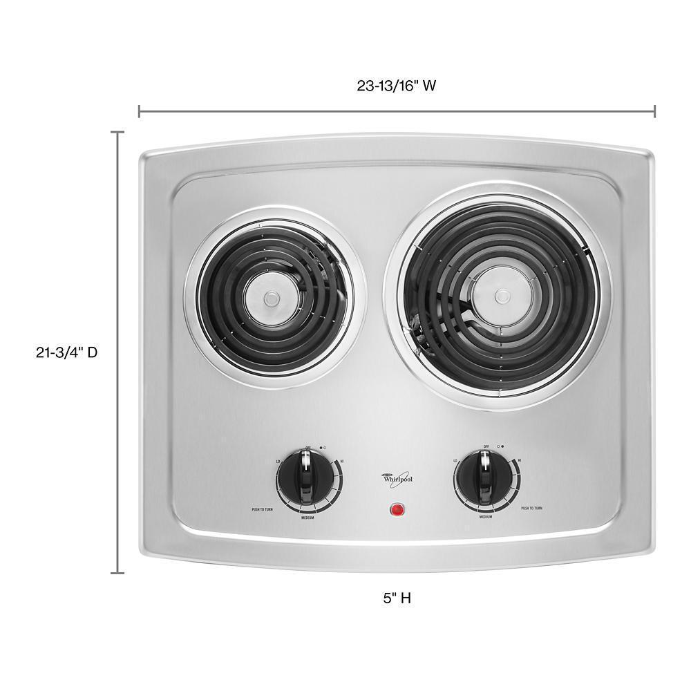 Whirlpool RCS2012RS 21-inch Electric Cooktop with Stainless Steel Surface