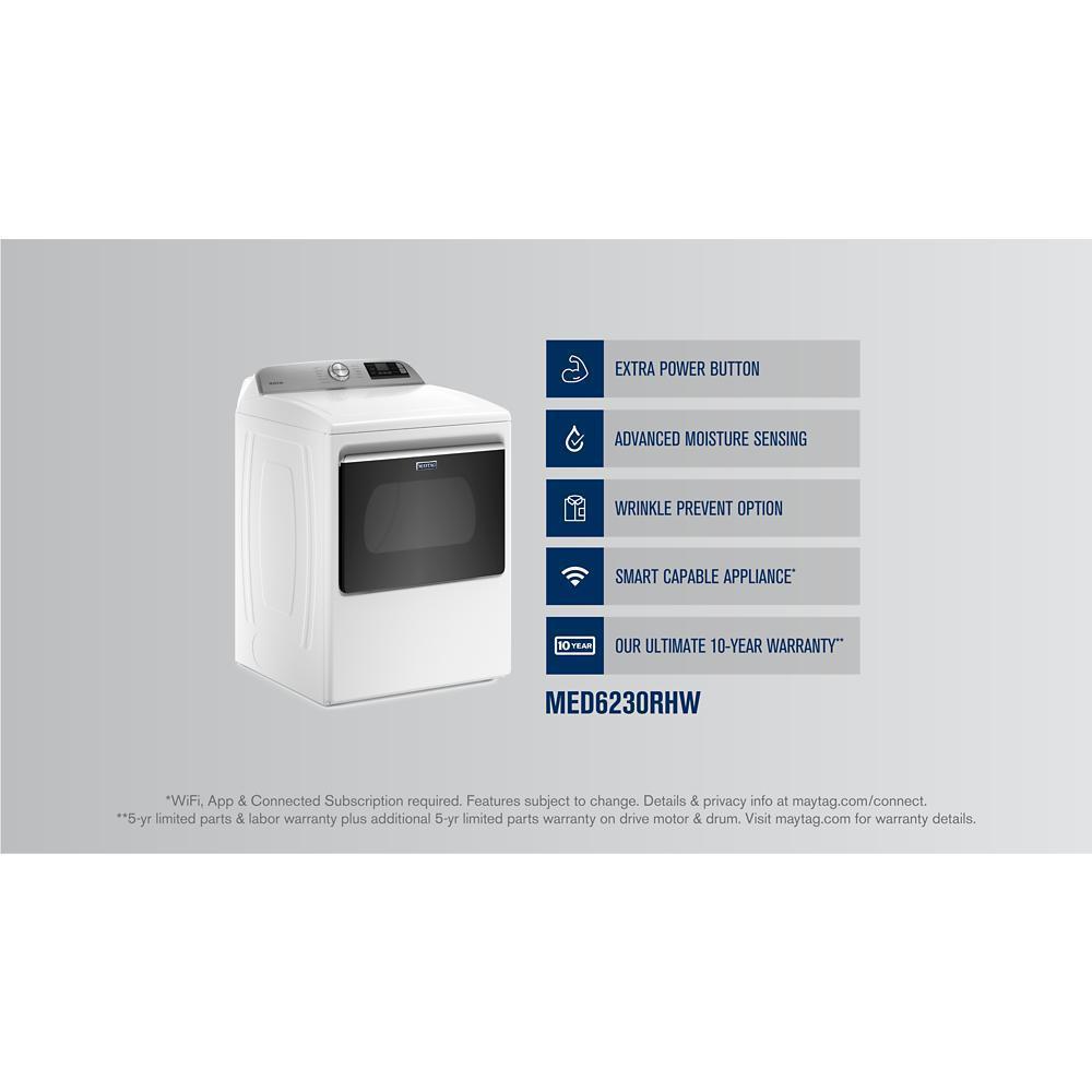 Maytag MED6230RHW Smart Top Load Electric Dryer with Extra Power Button - 7.4 cu. ft.