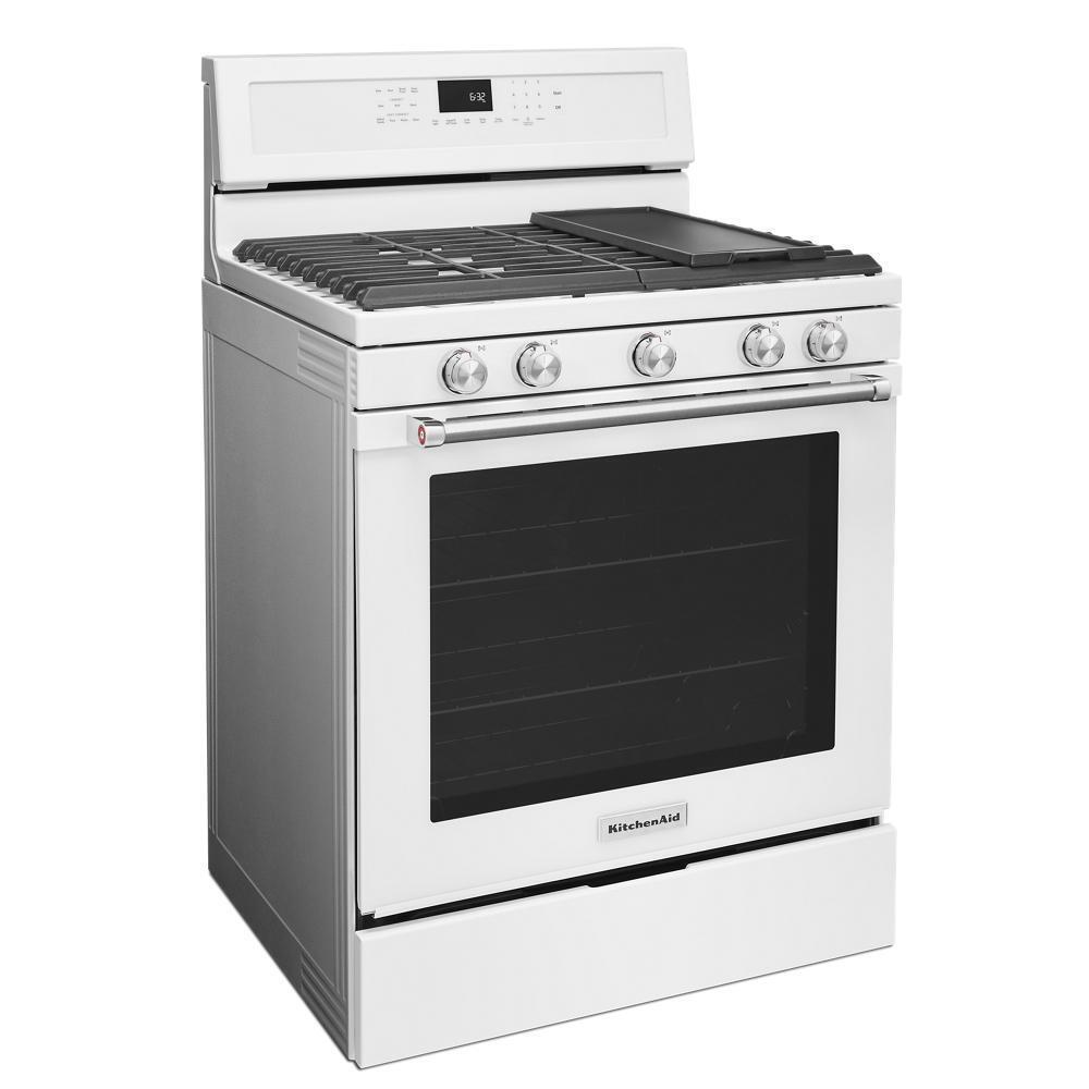 Kitchenaid KFGG500EWH 30-Inch 5-Burner Gas Convection Range