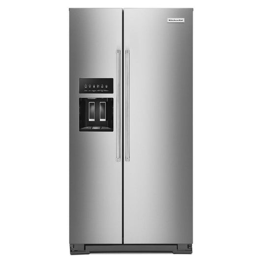 Kitchenaid KRSC703HPS 22.6 cu ft. Counter-Depth Side-by-Side Refrigerator with Exterior Ice and Water and PrintShield™ finish