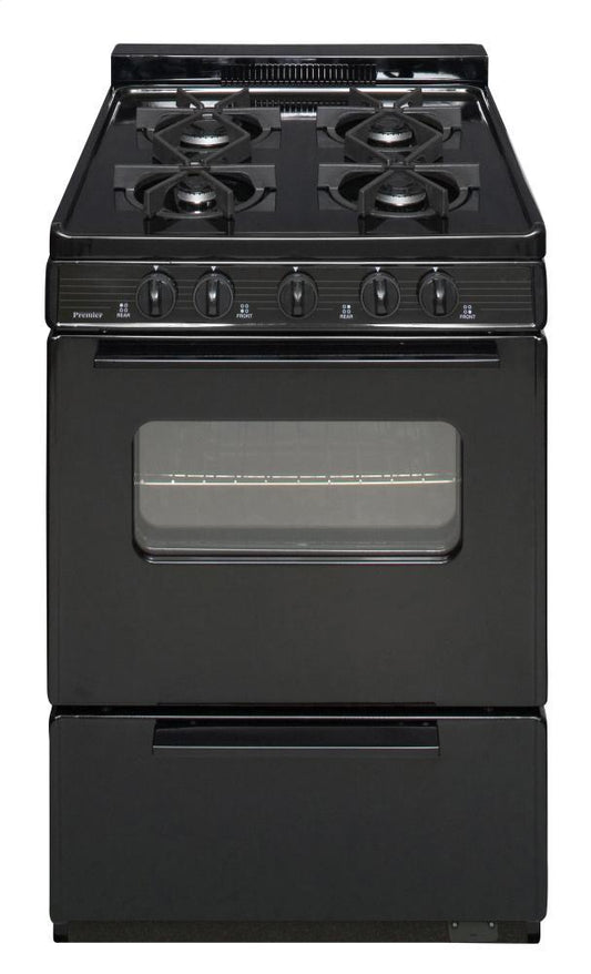 Premier BJK5X0BP 24 in. Freestanding Battery-Generated Spark Ignition Gas Range in Black