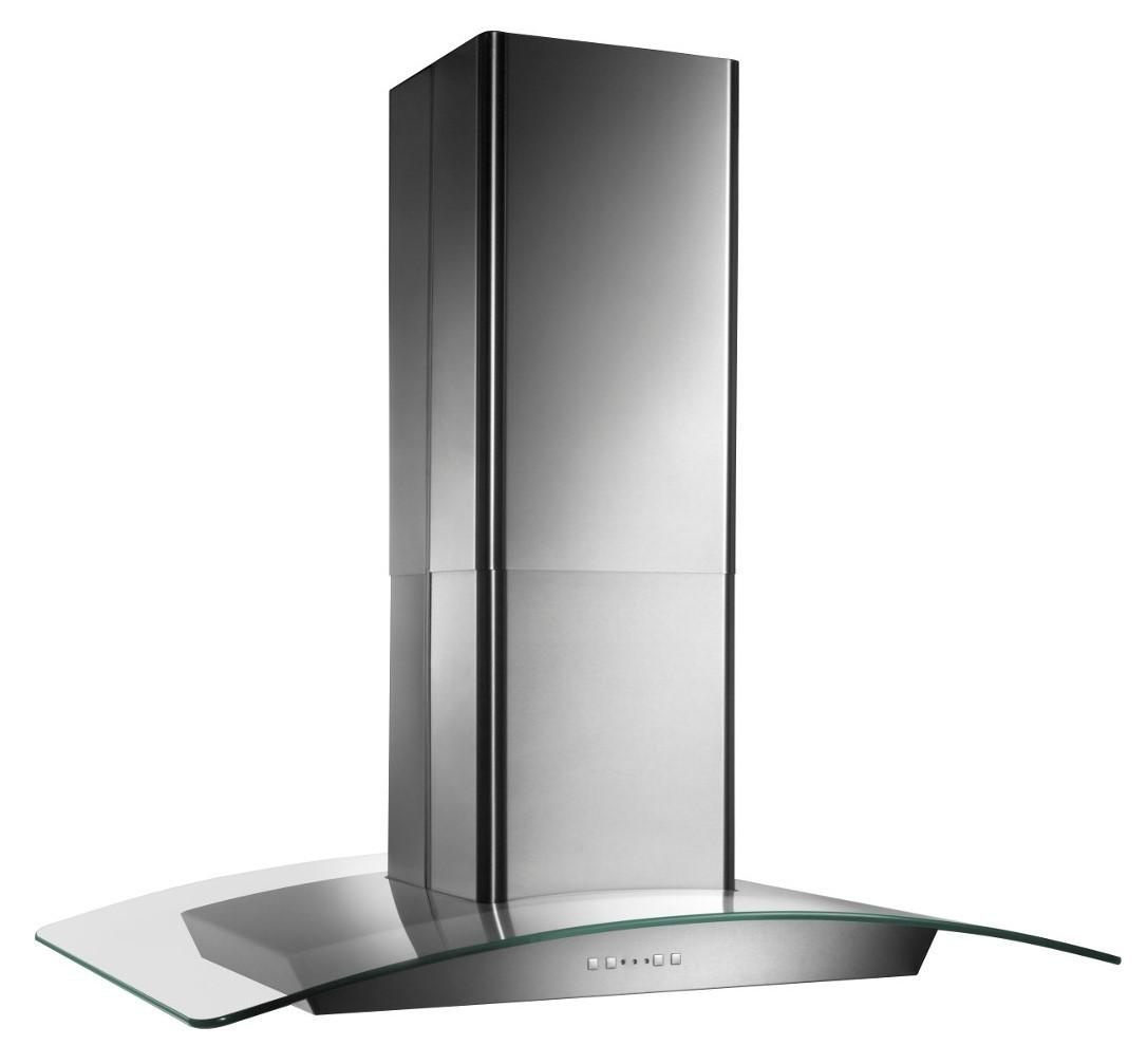 Broan® Elite 35-3/8-Inch x 25-5/8-Inch Convertible Curved Glass Canopy Island Range Hood, 520 Max Blower CFM, Stainless