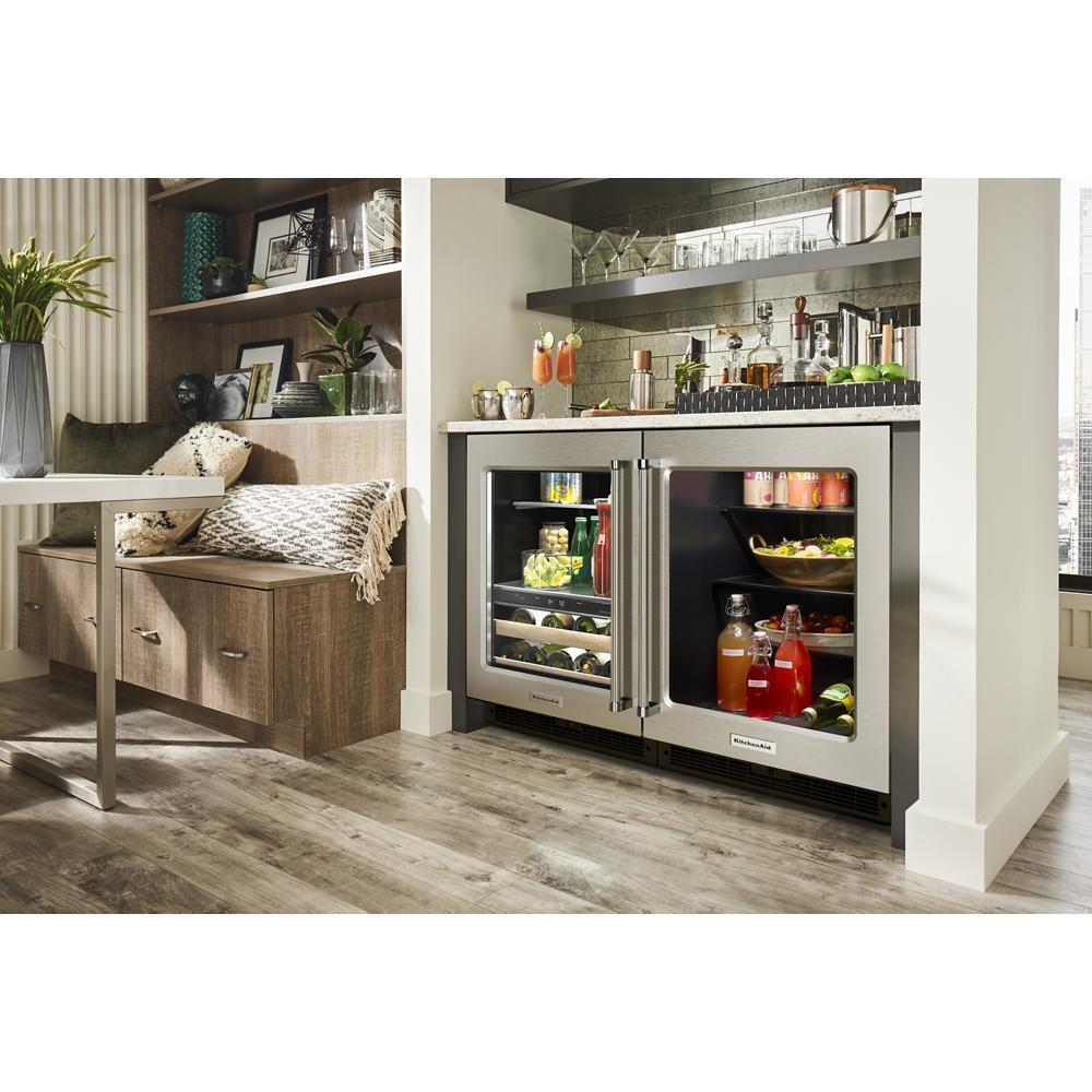 Kitchenaid KUBL214KSB 24" Beverage Center with Glass Door and Wood-Front Racks