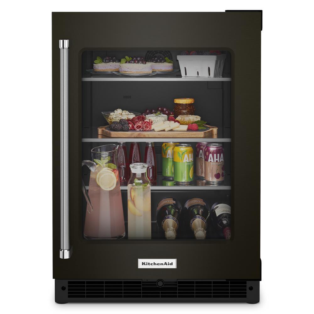 Kitchenaid 24" Undercounter Refrigerator with Glass Door and Shelves with Metallic Accents and PrintShield™ Finish