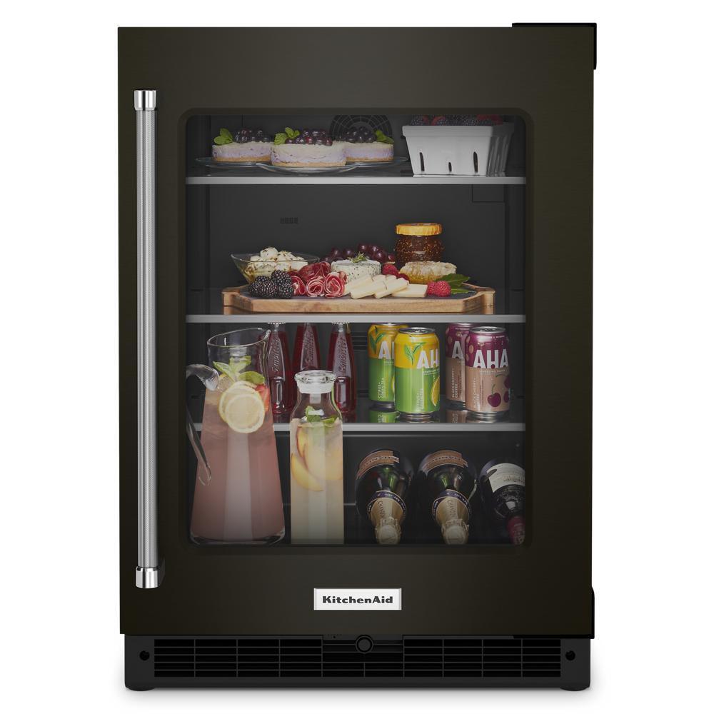 Kitchenaid KURR314KBS 24" Undercounter Refrigerator with Glass Door and Shelves with Metallic Accents and PrintShield™ Finish